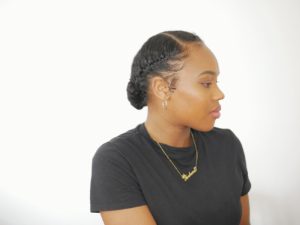 French braid protective natural hair style